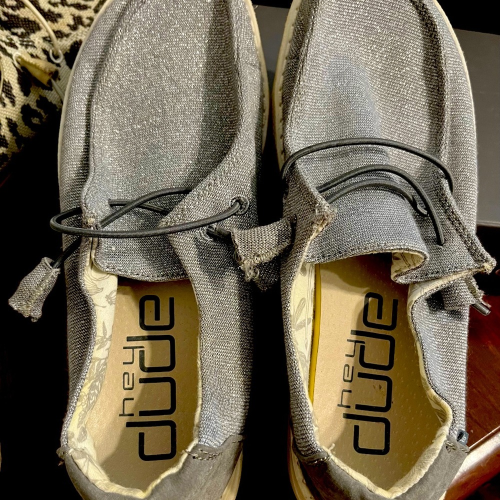 Hey Dudes gray with some glitter size 7 women’s good shape